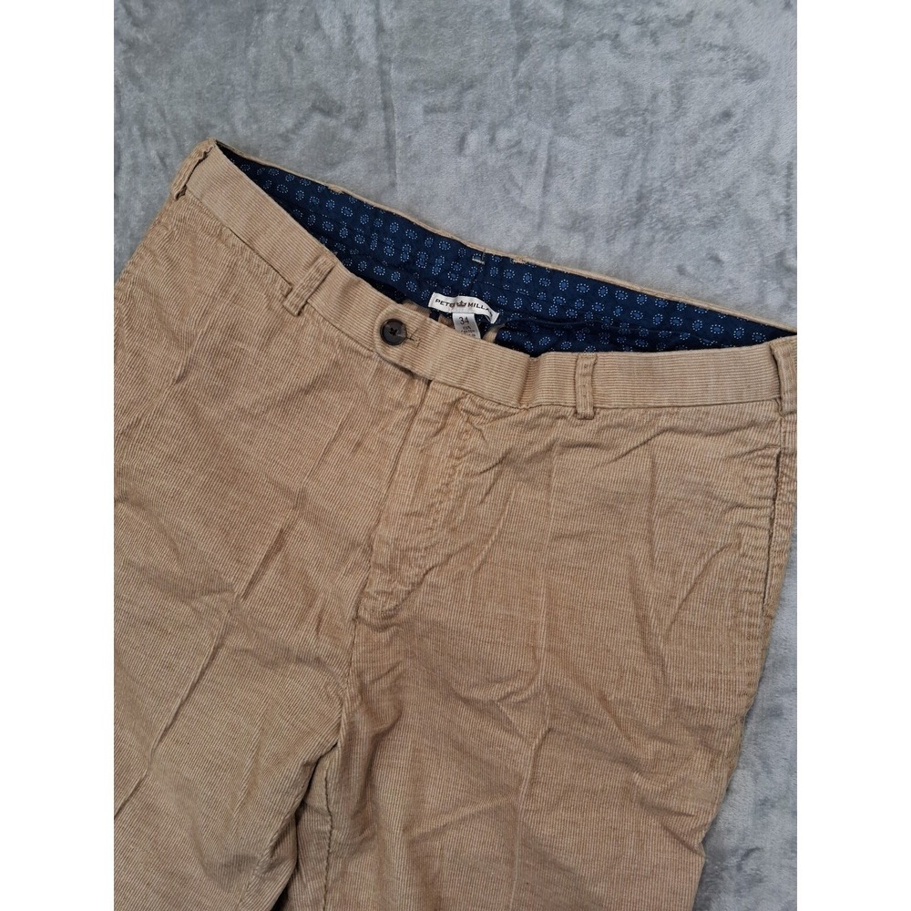 Peter Millar Mens Sz 34 Tan Beige Brown‎ Corduroy Pleated Classic Straight Pants